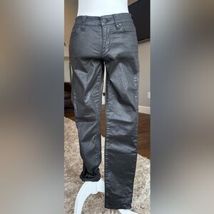 Else SIZE 26 Black Coated Skinny Pants